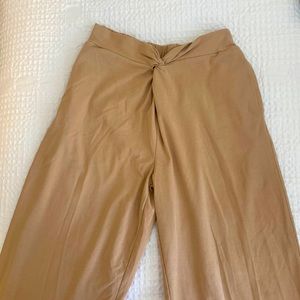 Wise leg cotton poly blend pants